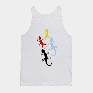 Happy gecko silhouettes on blue Tank Top